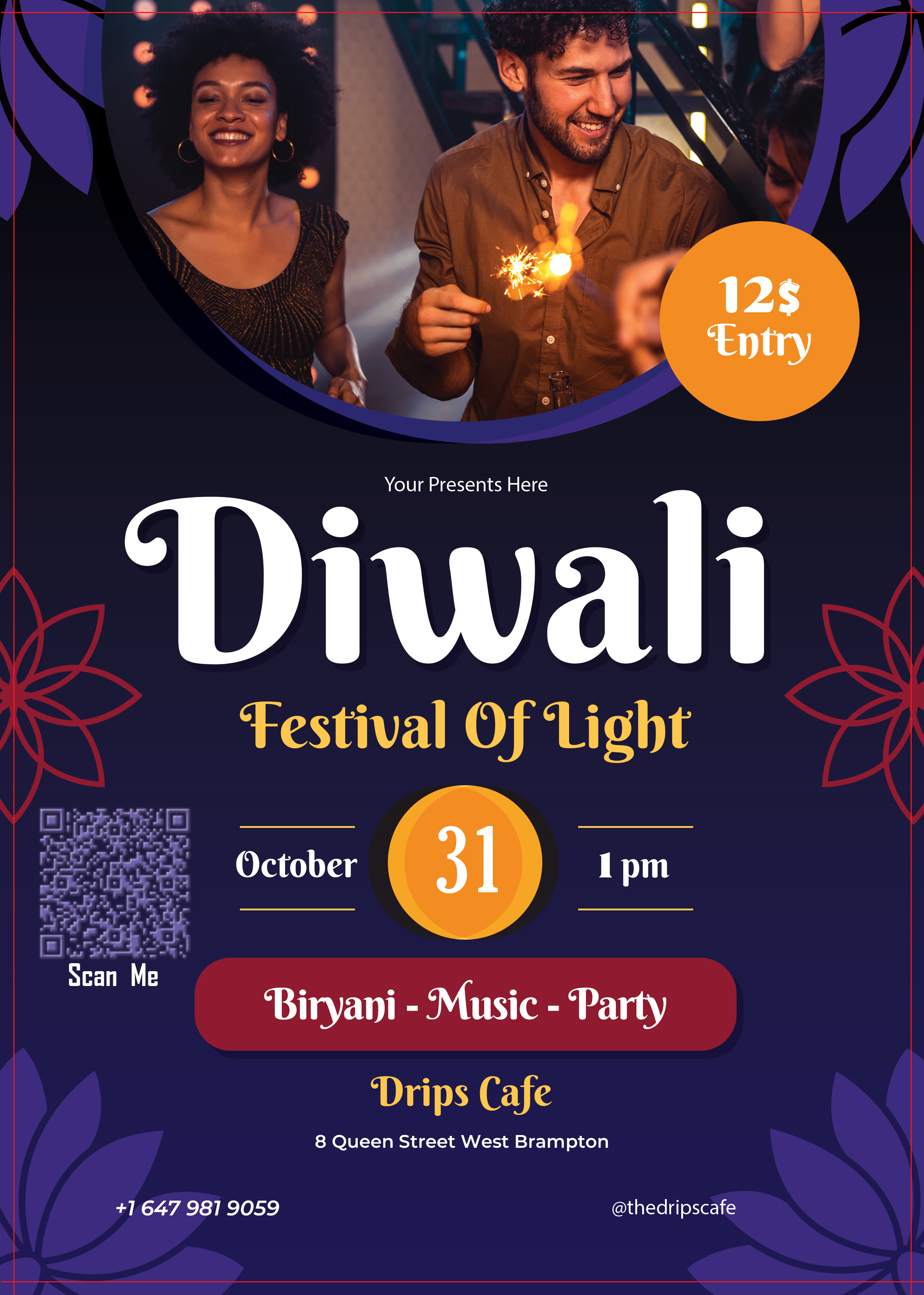 Diwali Festival of Light flyer from Drips Cafe